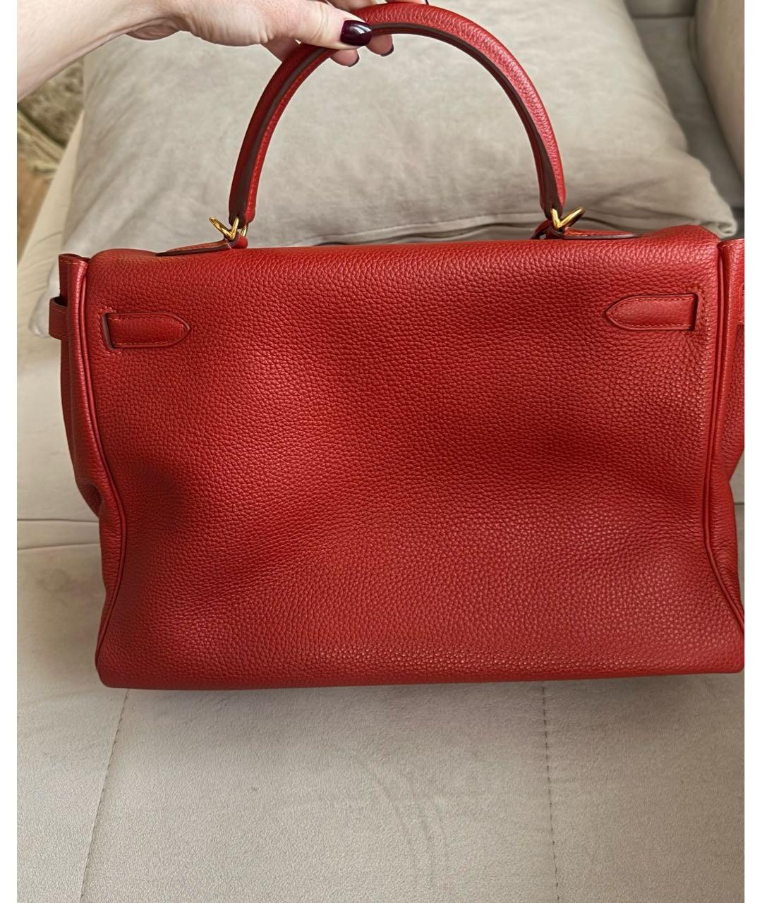HERMES Красная кожаная сумка с короткими ручками, фото 2