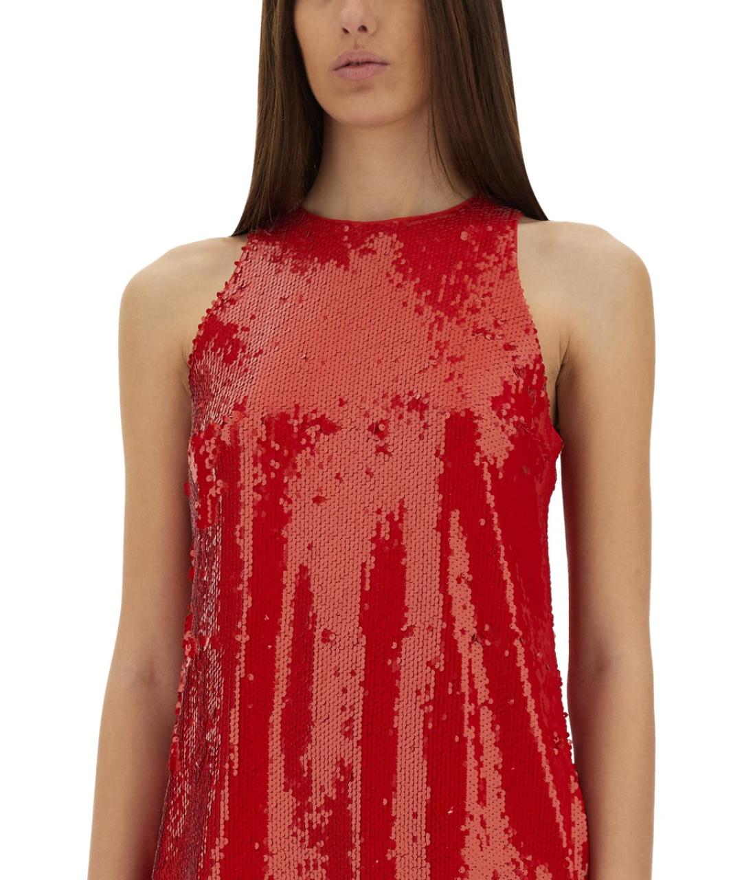MSGM Красное полиэстеровое повседневное платье, фото 4