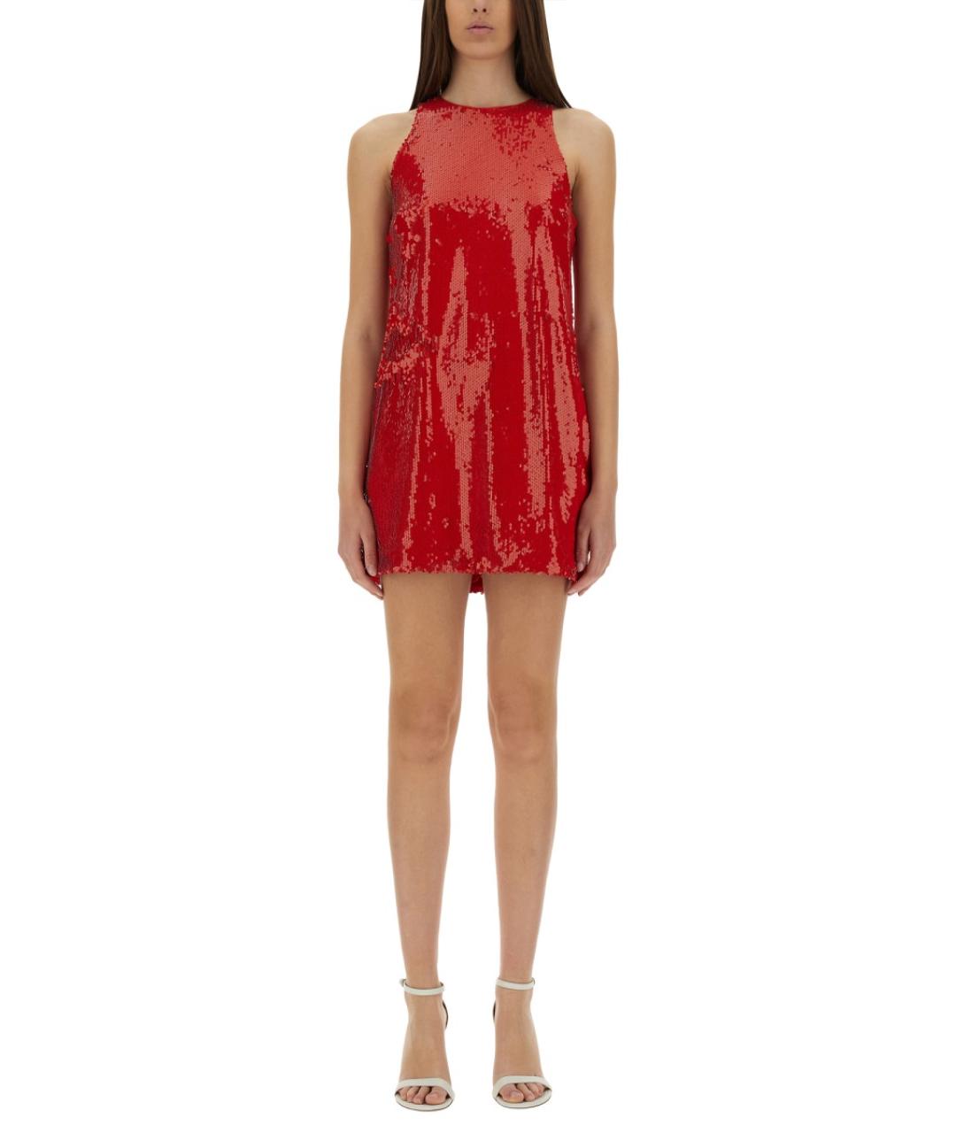 MSGM Красное полиэстеровое повседневное платье, фото 5