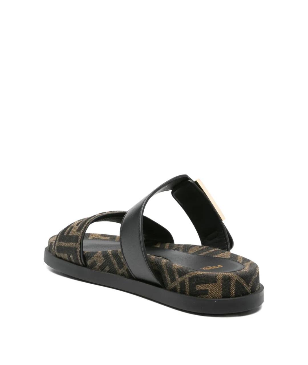 FENDI Черные кожаные сандалии, фото 3