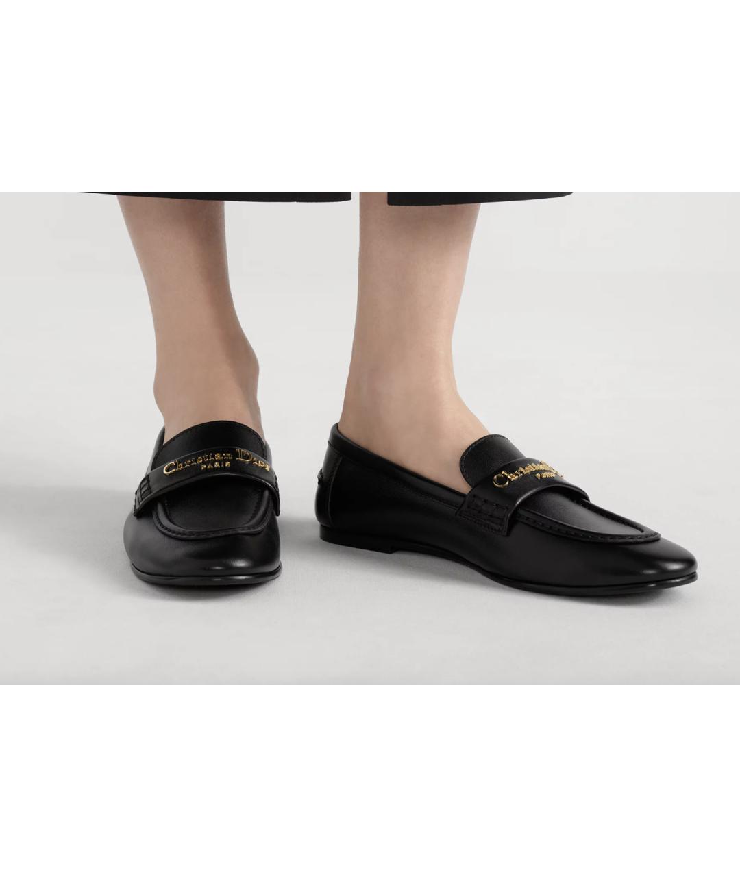 CHRISTIAN DIOR Черные кожаные лоферы, фото 2
