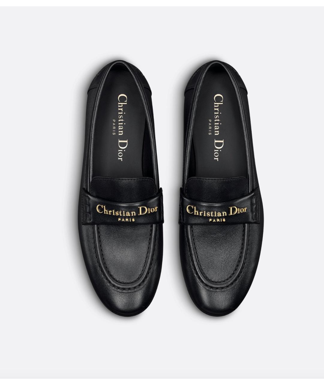 CHRISTIAN DIOR Черные кожаные лоферы, фото 3