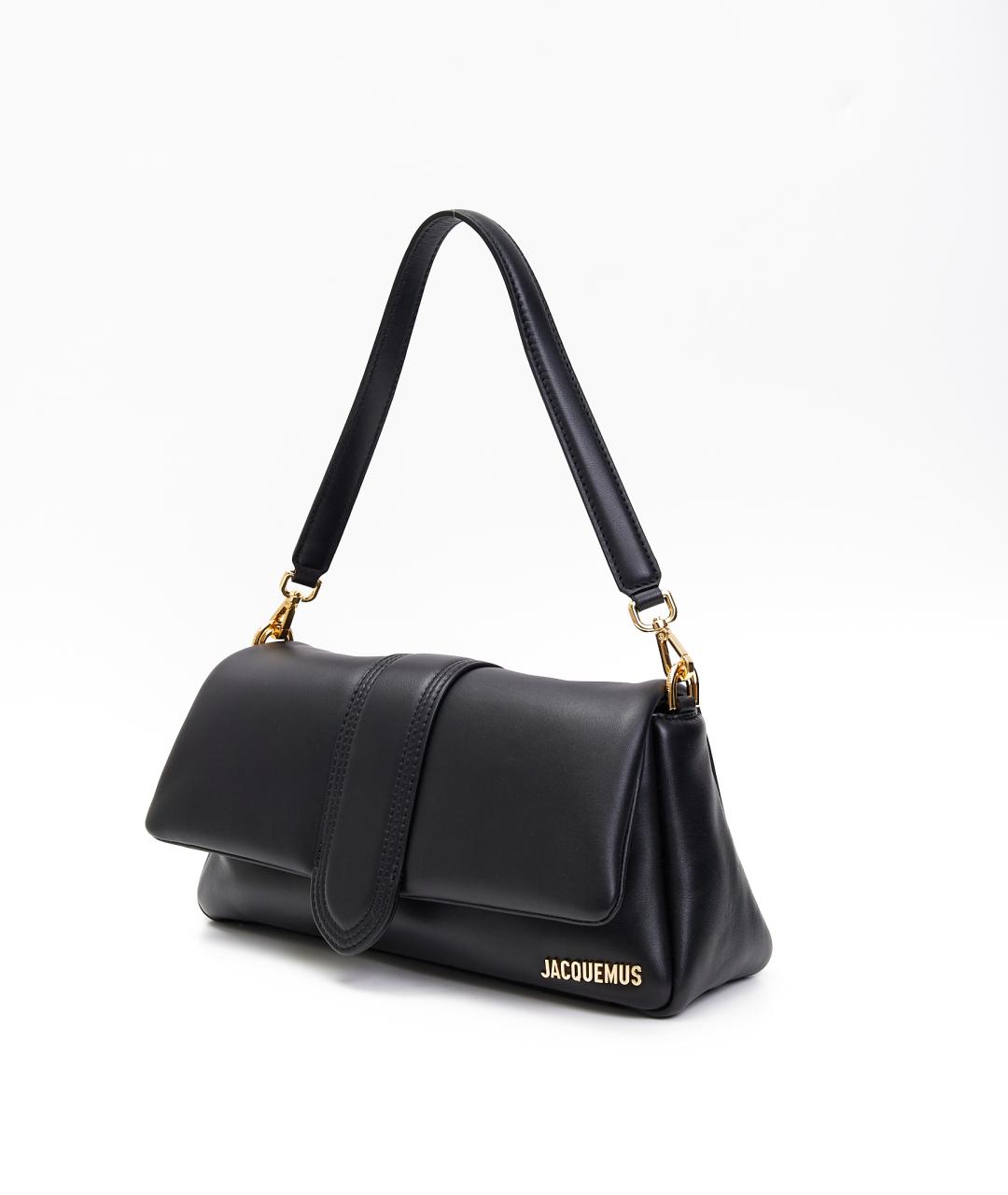 JACQUEMUS Черная кожаная сумка через плечо, фото 2