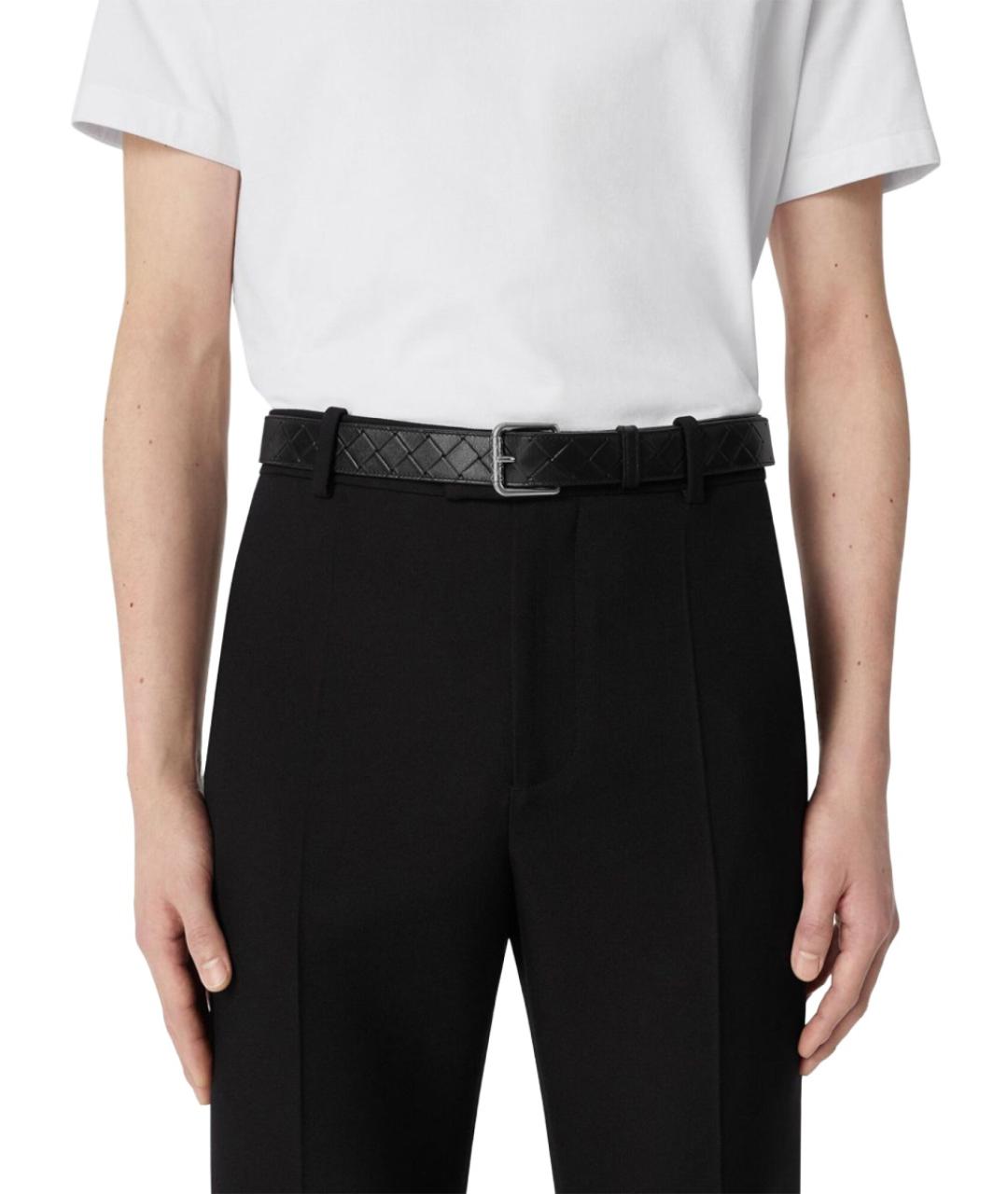 BOTTEGA VENETA Черный кожаный ремень, фото 3