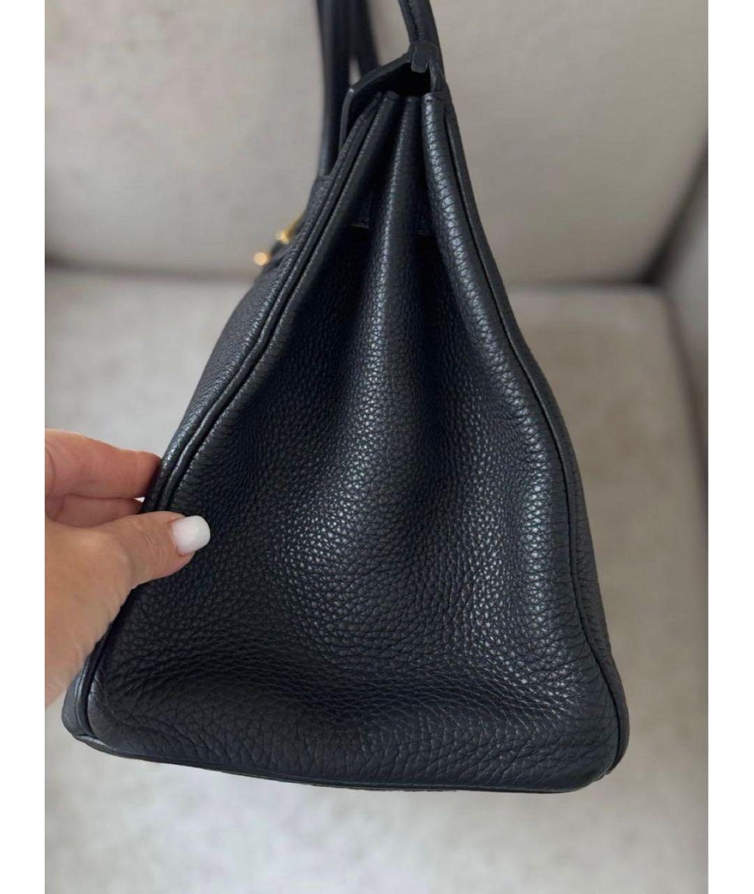 HERMES Черная кожаная сумка с короткими ручками, фото 2