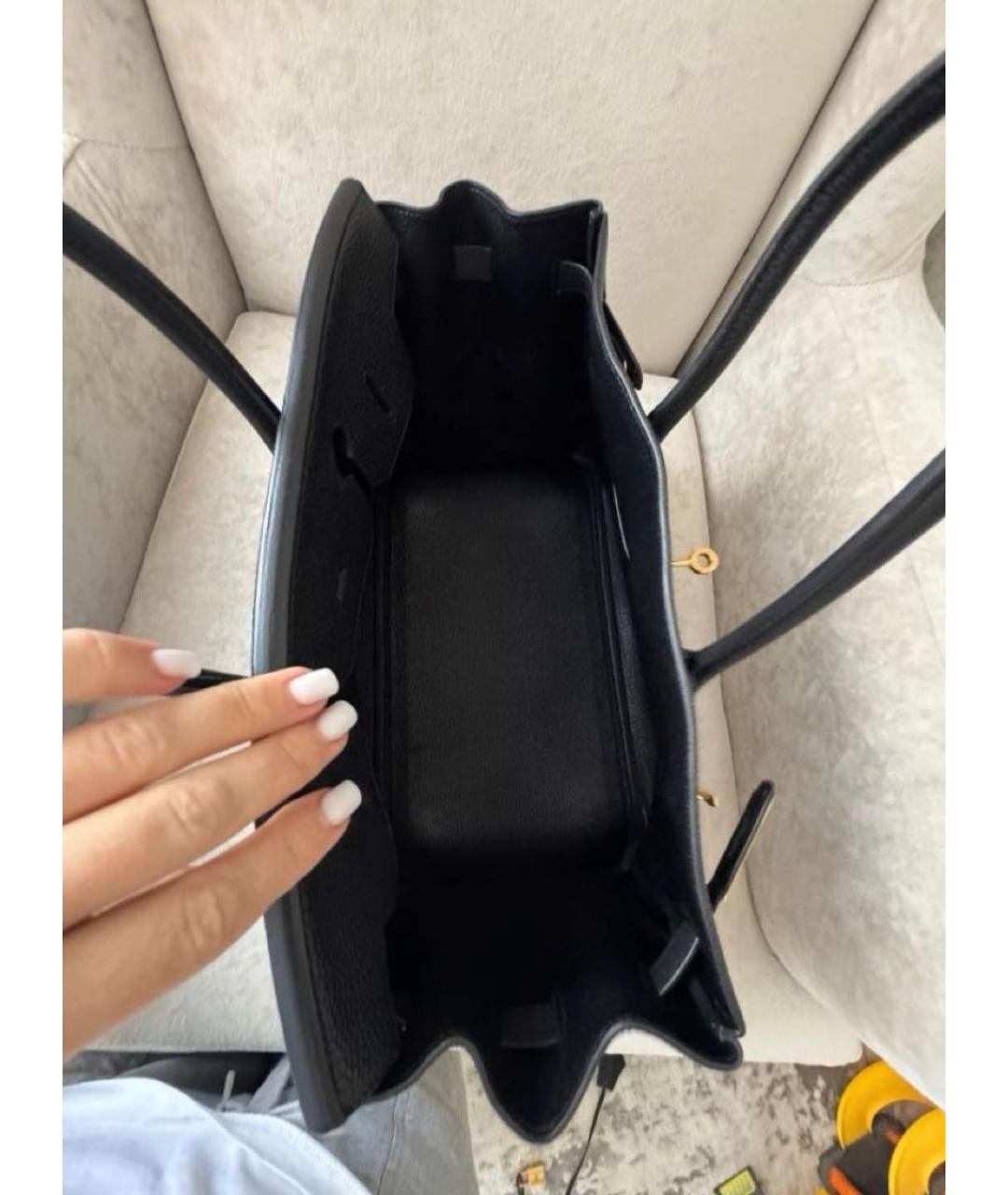 HERMES Черная кожаная сумка с короткими ручками, фото 5