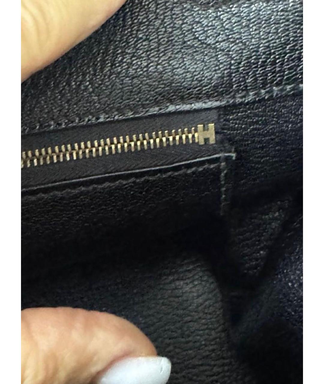 HERMES Черная кожаная сумка с короткими ручками, фото 7
