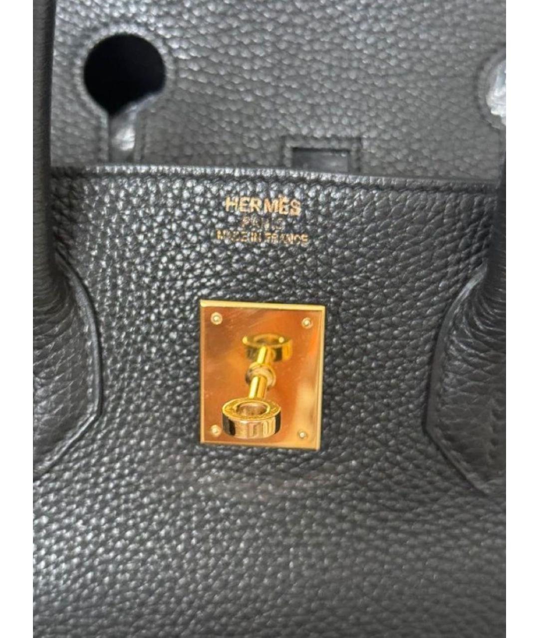 HERMES Черная кожаная сумка с короткими ручками, фото 4