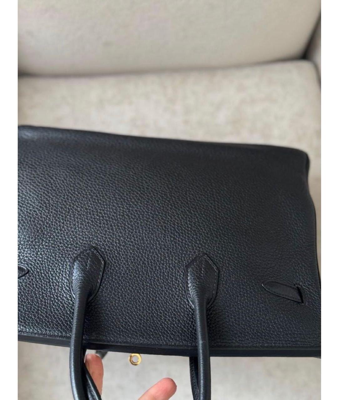 HERMES Черная кожаная сумка с короткими ручками, фото 3