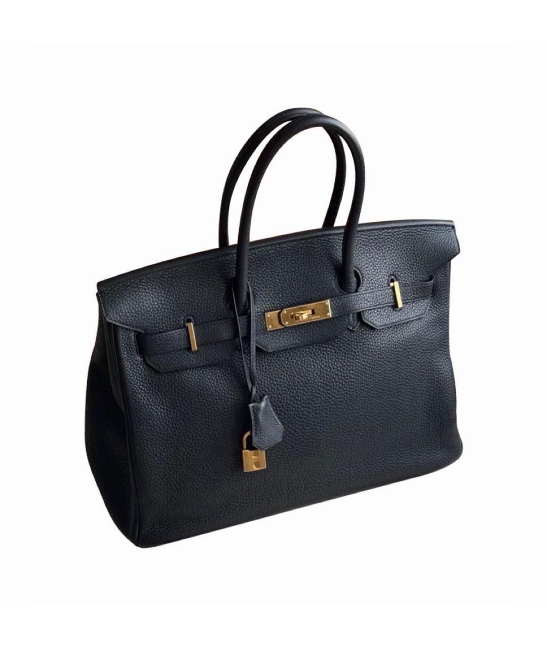 HERMES Черная кожаная сумка с короткими ручками, фото 8