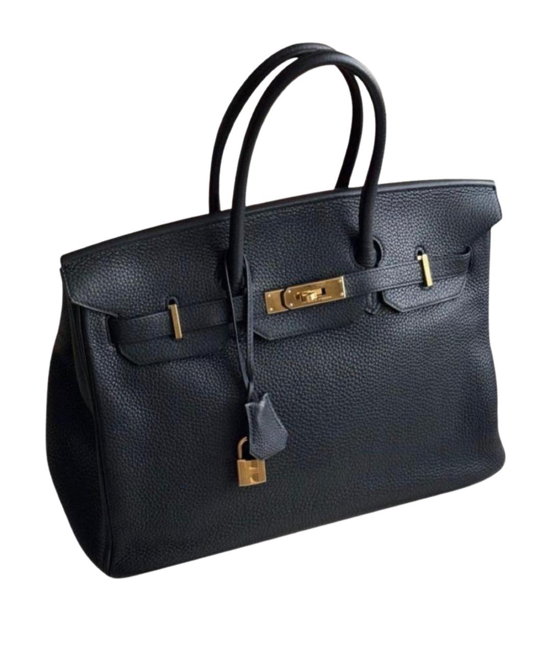 HERMES Черная кожаная сумка с короткими ручками, фото 1