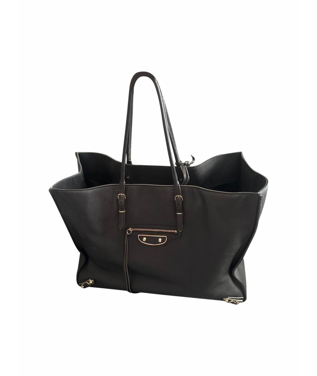 BALENCIAGA Черная кожаная сумка с короткими ручками, фото 1