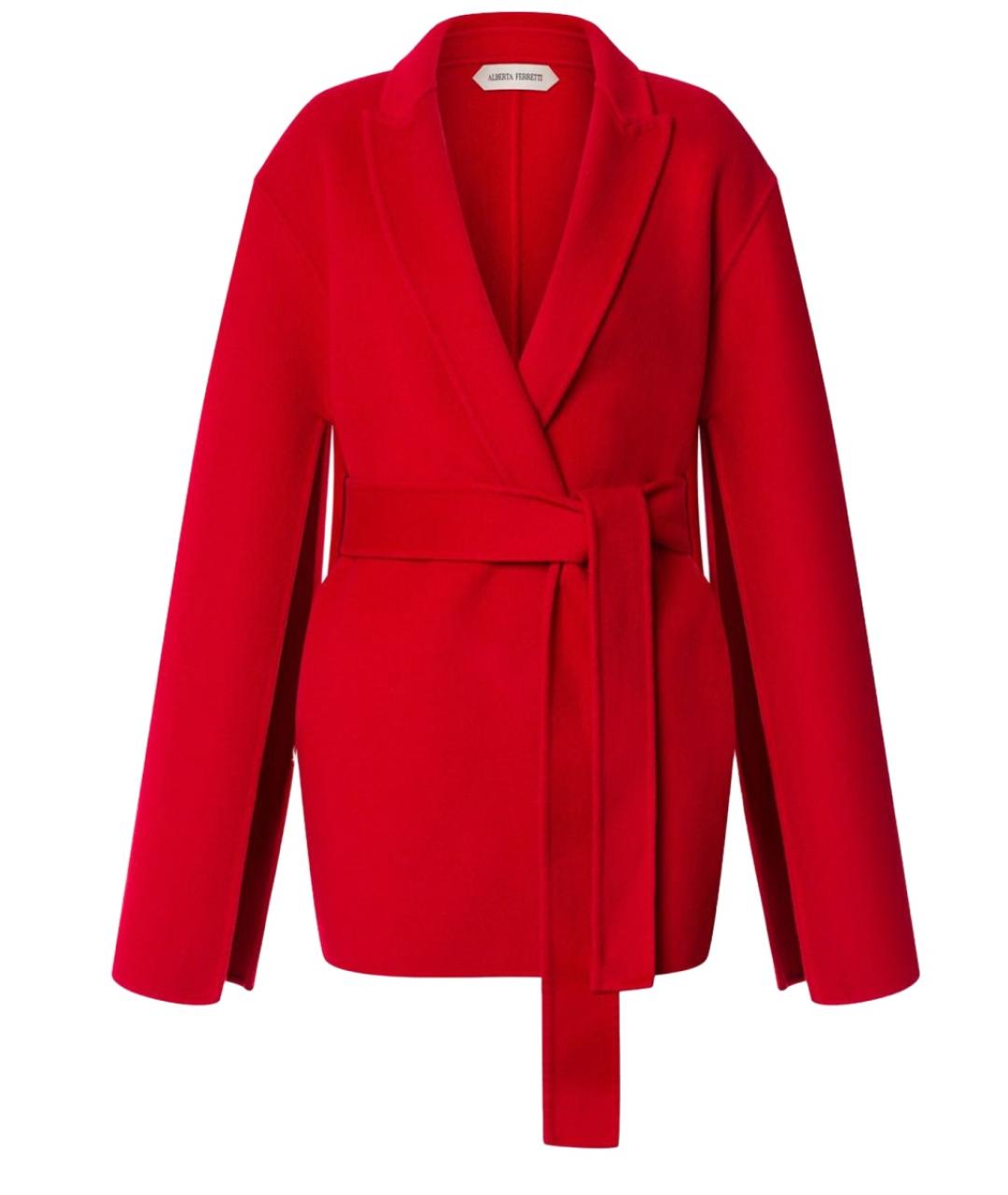 ALBERTA FERRETTI Красное шерстяное пальто, фото 1
