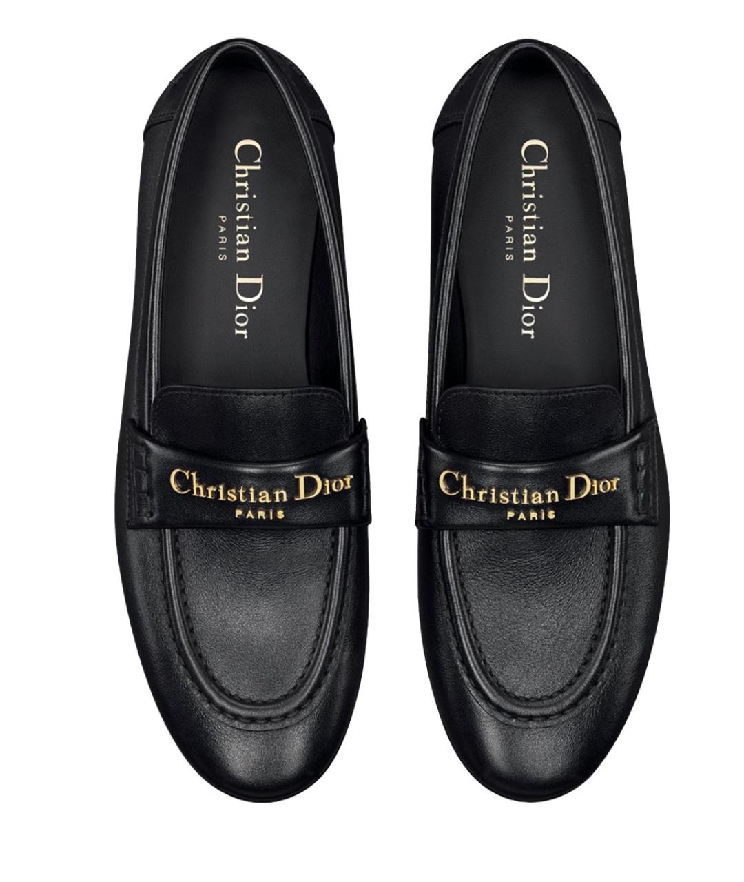 CHRISTIAN DIOR Черные кожаные лоферы, фото 3