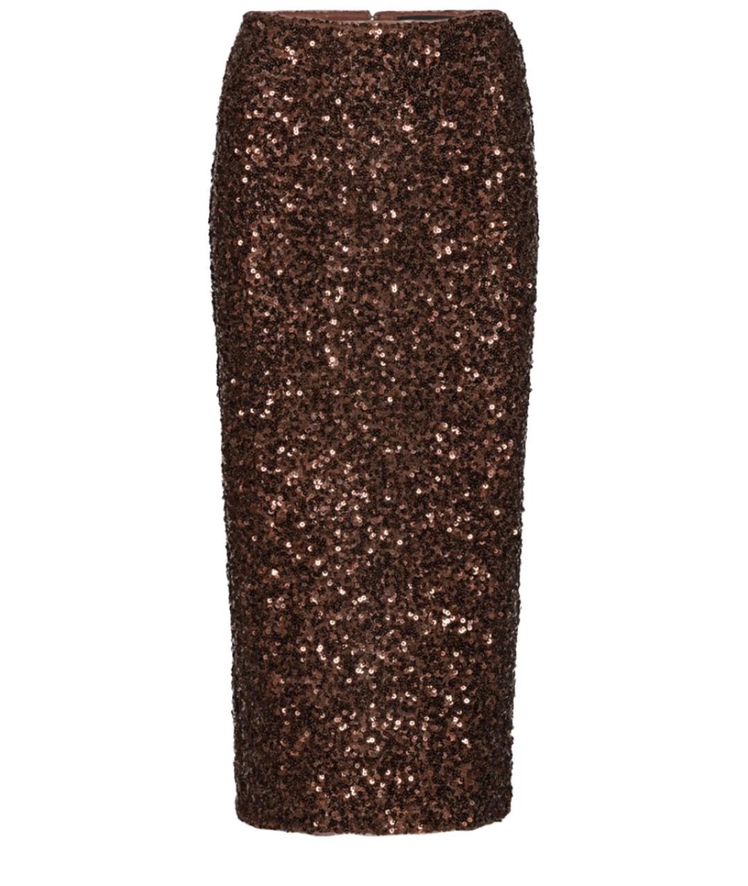 ROTATE Коричневая полиэстеровая юбка миди, фото 1