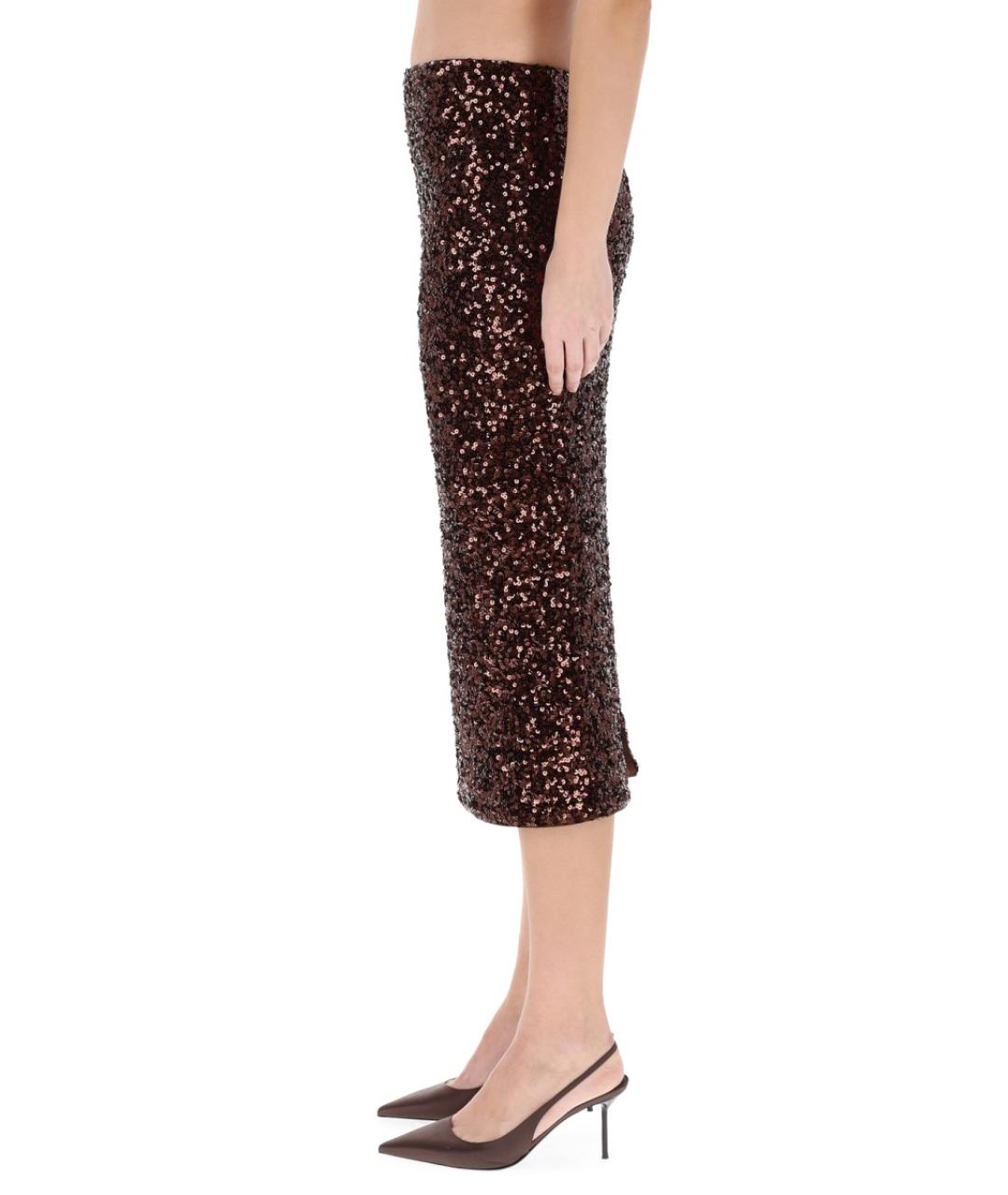 ROTATE Коричневая полиэстеровая юбка миди, фото 4