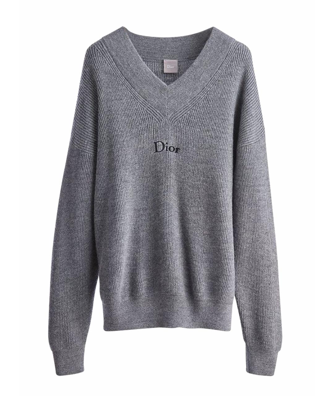 CHRISTIAN DIOR Серый шерстяной джемпер / свитер, фото 1