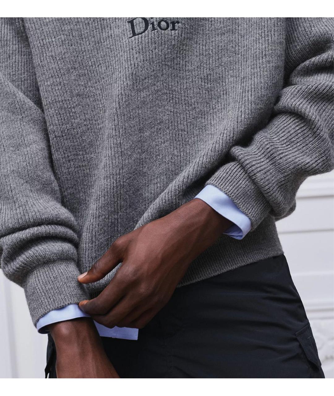 CHRISTIAN DIOR Серый шерстяной джемпер / свитер, фото 3