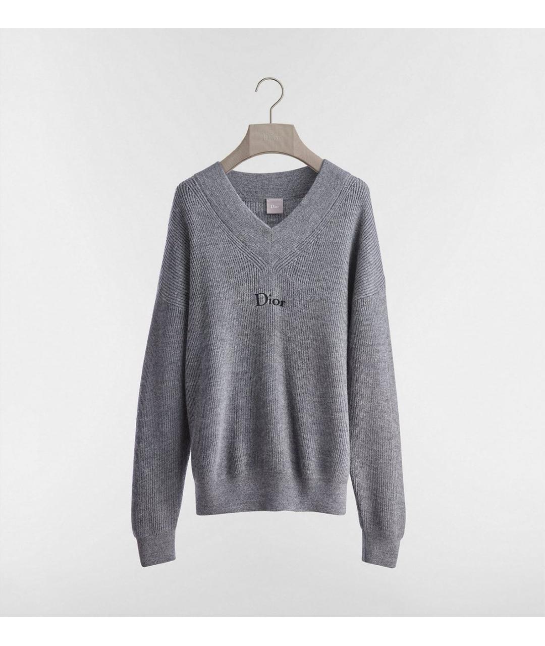 CHRISTIAN DIOR Серый шерстяной джемпер / свитер, фото 4