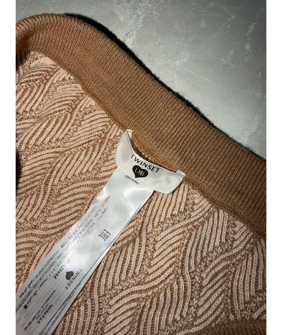 TWIN-SET Бежевые брюки широкие, фото 3