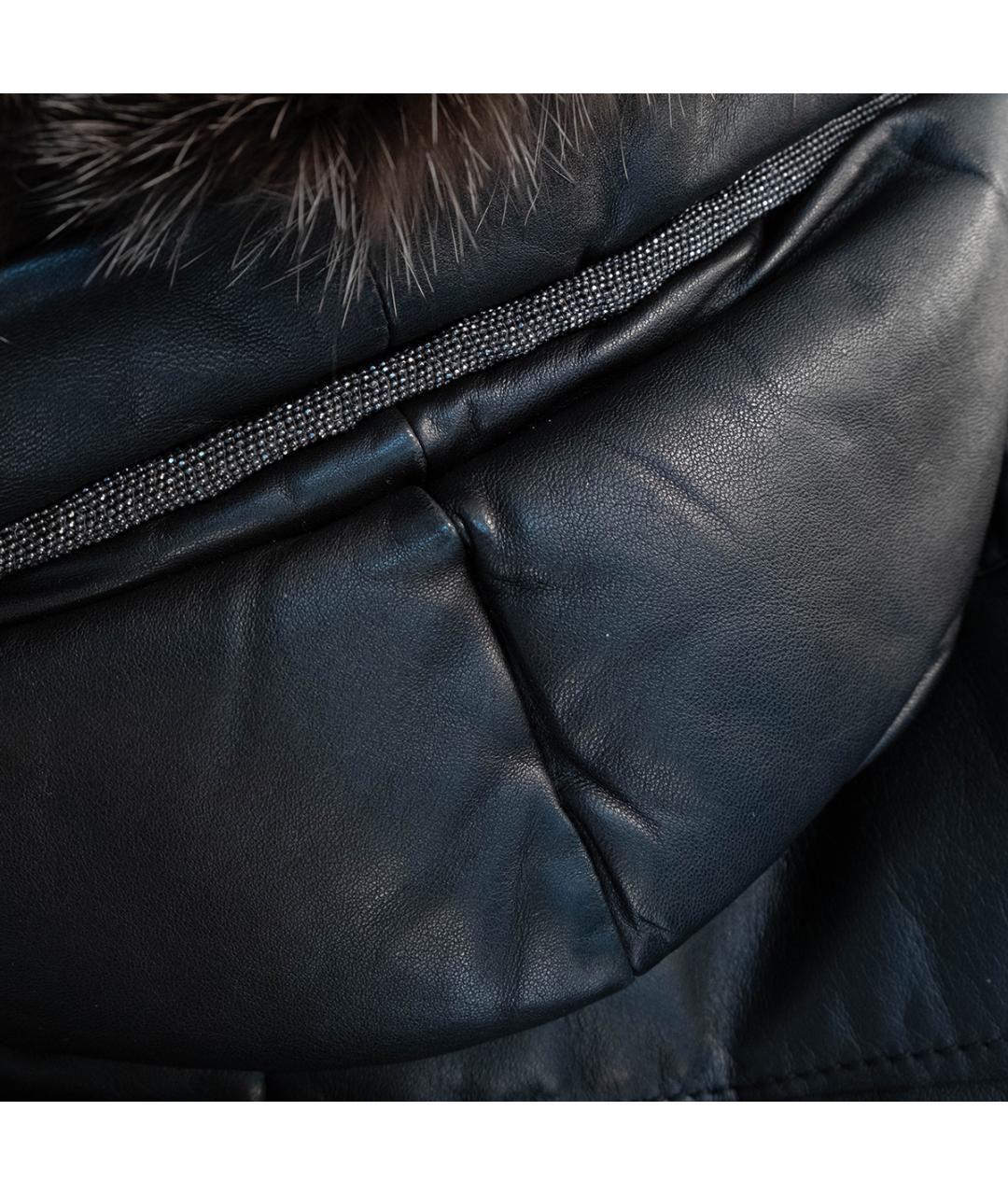 BRUNELLO CUCINELLI Черная кожаная куртка, фото 6