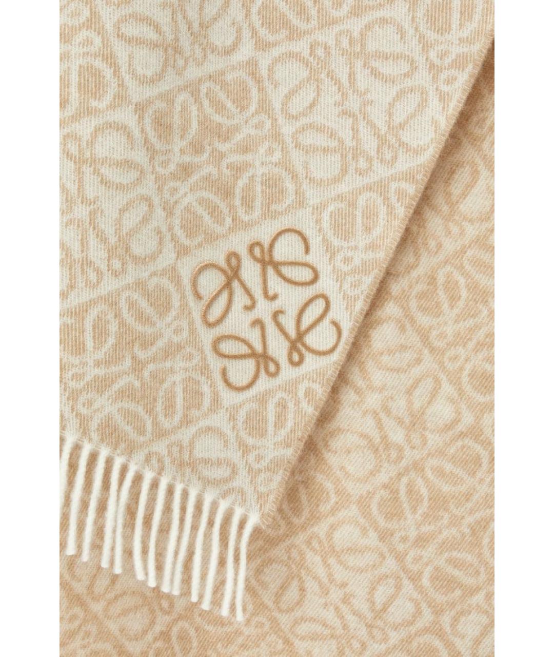 LOEWE Бежевый шерстяной шарф, фото 4