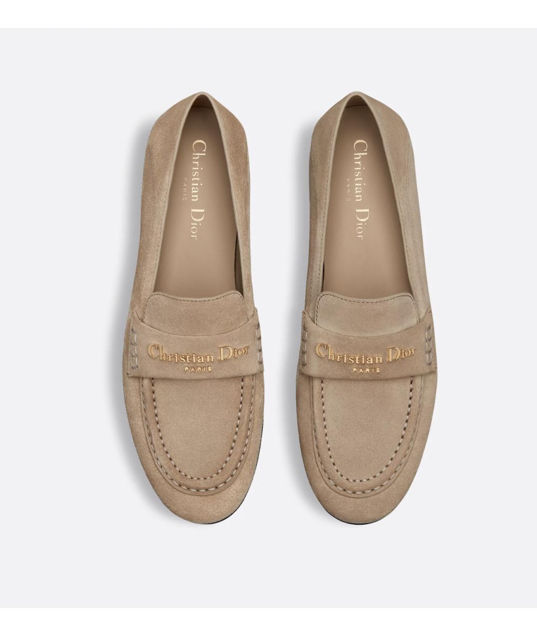 CHRISTIAN DIOR Горчичные замшевые лоферы, фото 3