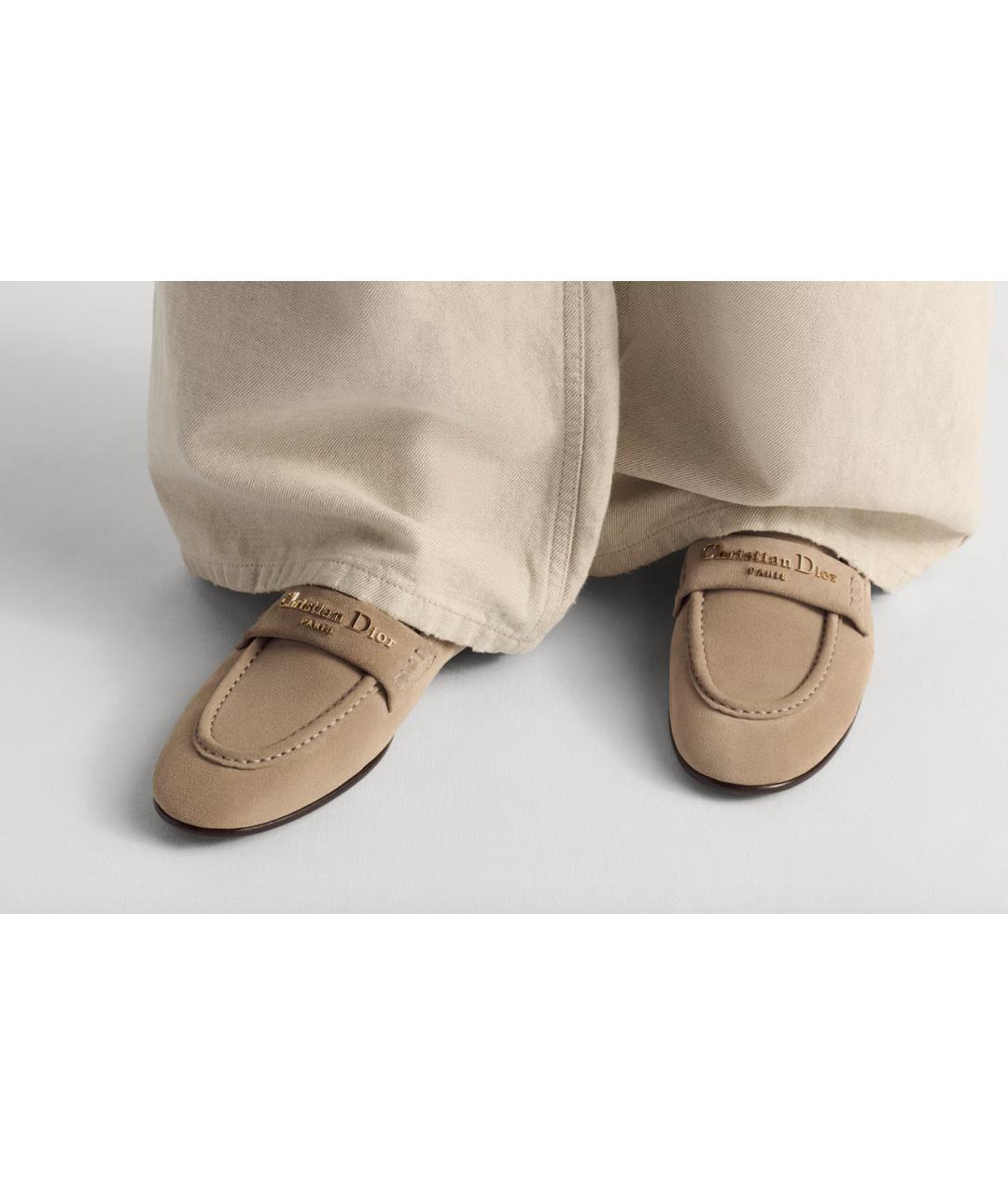 CHRISTIAN DIOR Горчичные замшевые лоферы, фото 2