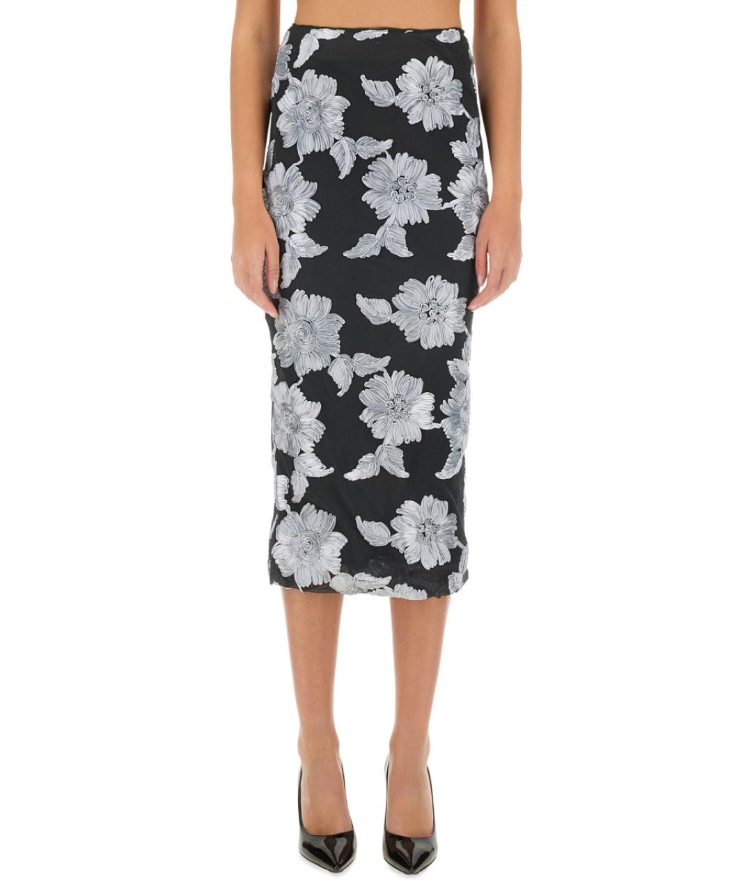 ROTATE Черная полиэстеровая юбка миди, фото 5