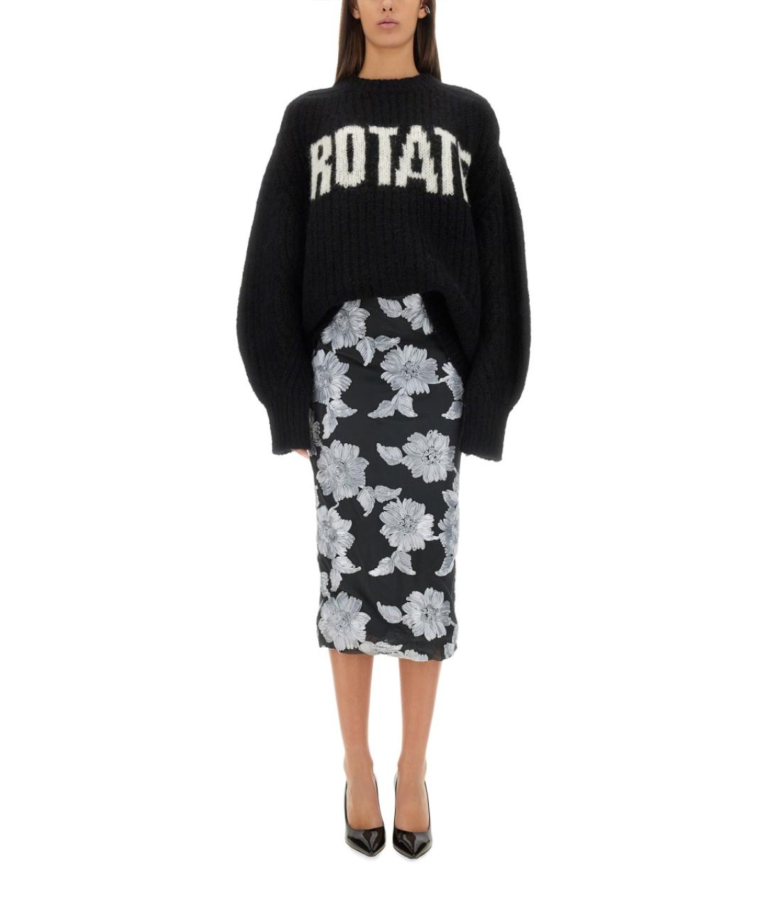 ROTATE Черная полиэстеровая юбка миди, фото 2