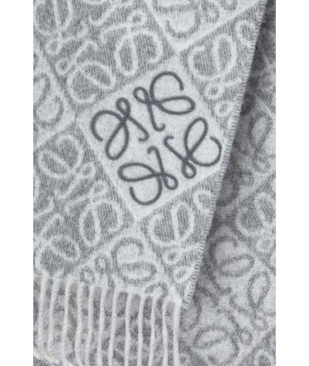 LOEWE Серый шерстяной шарф, фото 3