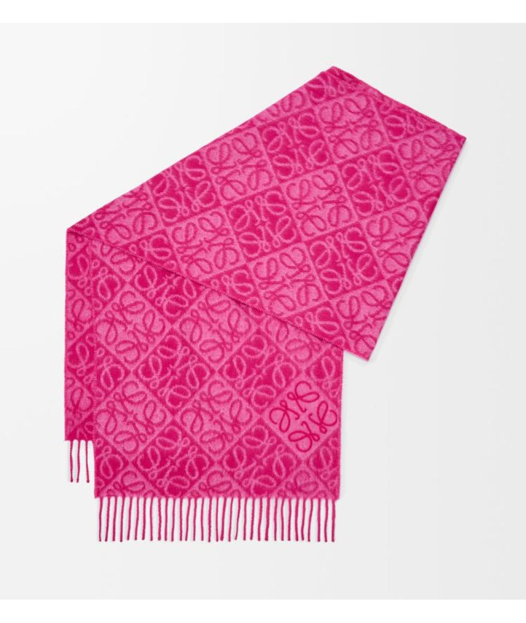 LOEWE Розовый шерстяной шарф, фото 4