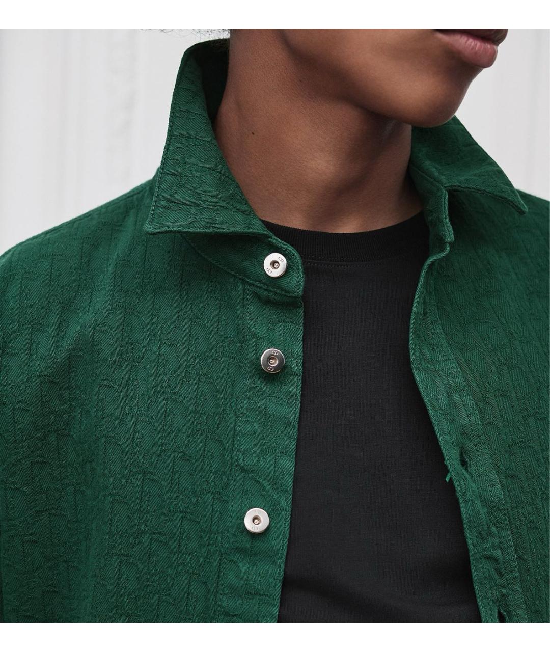 CHRISTIAN DIOR Зеленая хлопковая кэжуал рубашка, фото 4