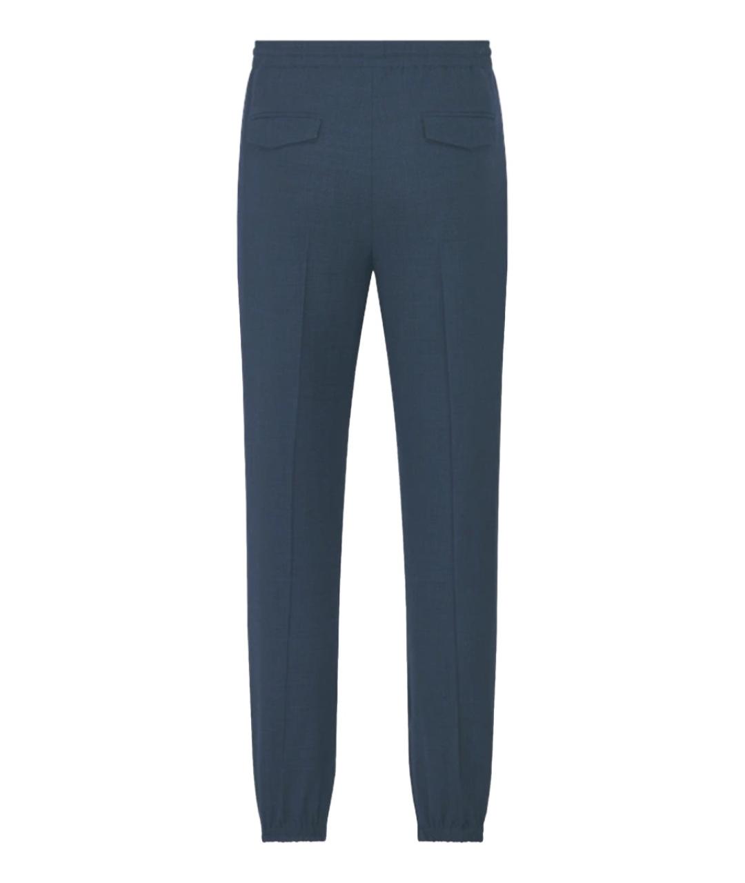 CHRISTIAN DIOR Синие шерстяные повседневные брюки, фото 3