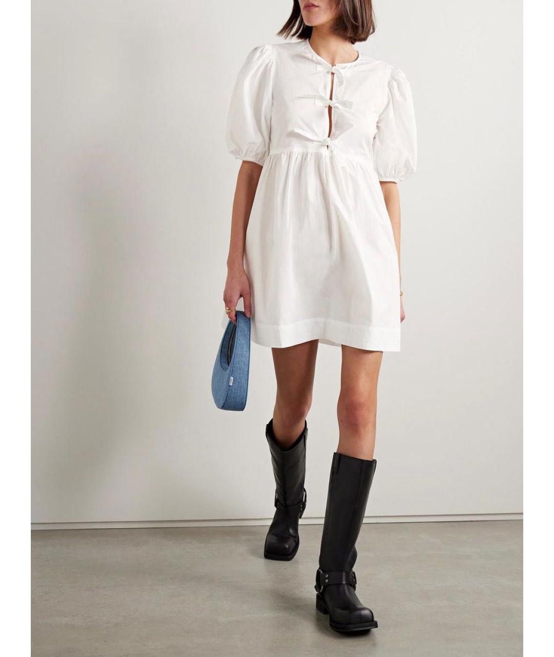 GANNI Белое хлопковое повседневное платье, фото 2