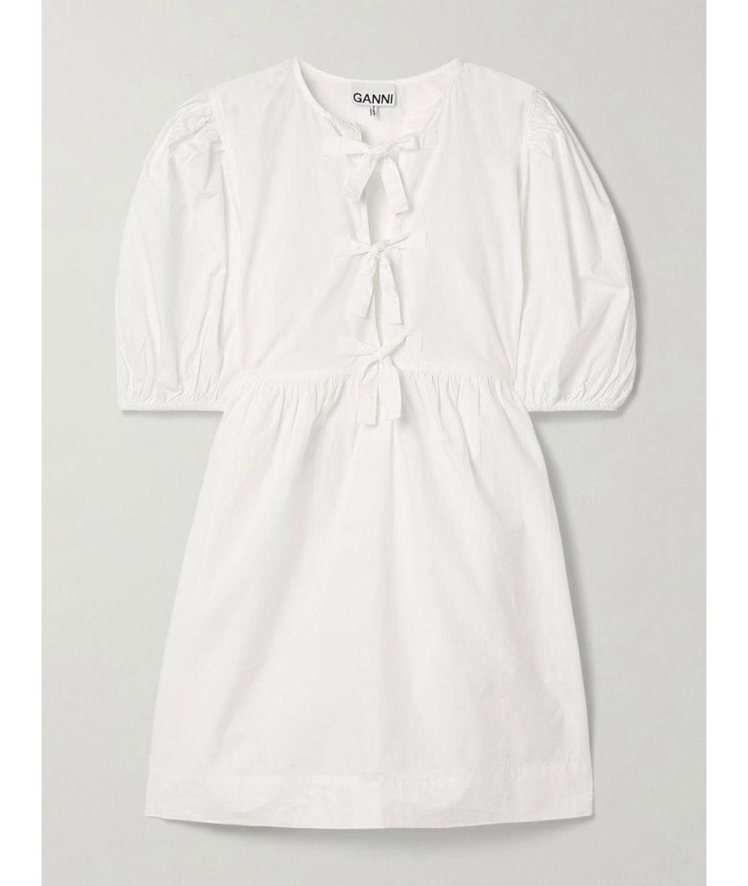 GANNI Белое хлопковое повседневное платье, фото 8