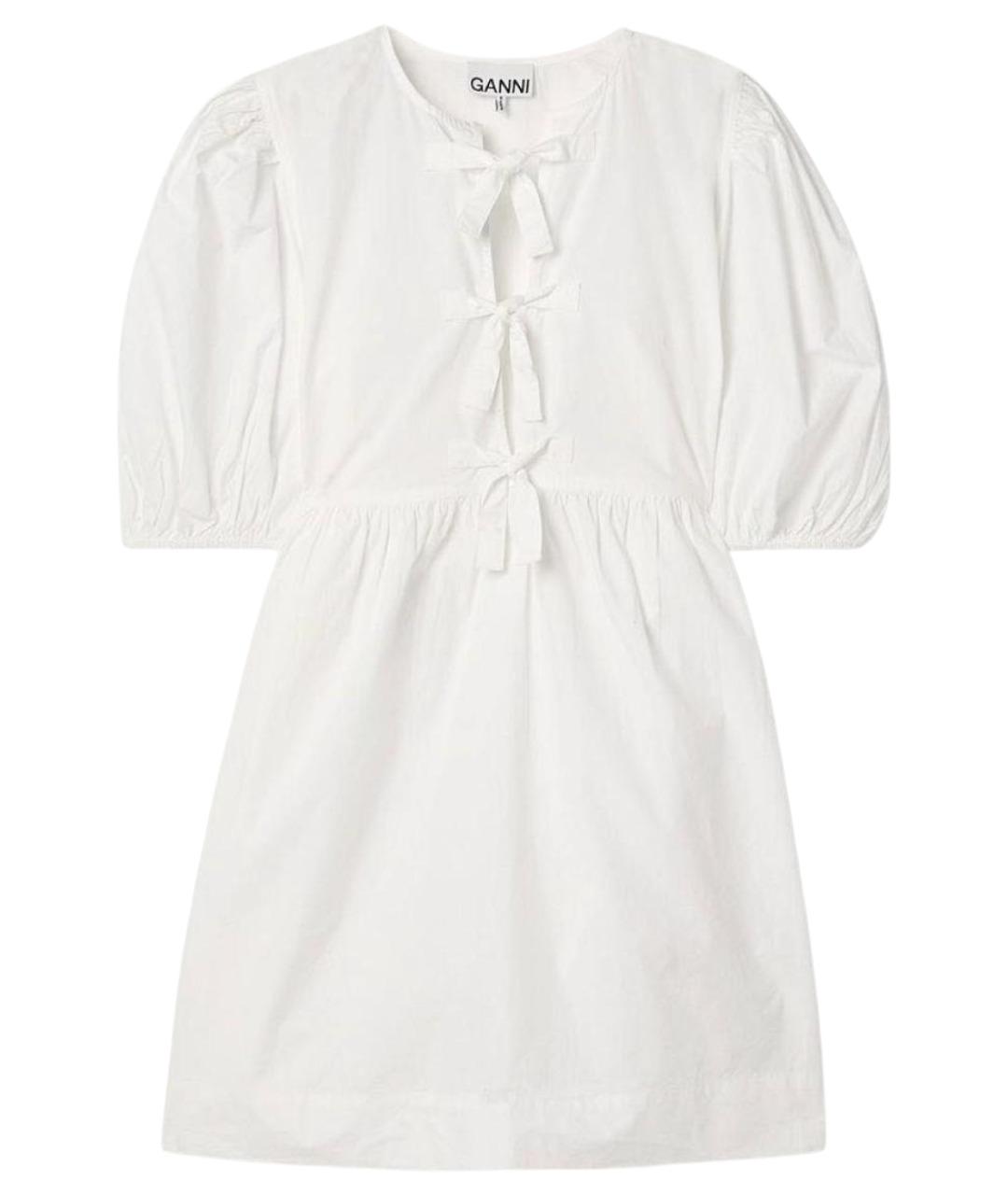 GANNI Белое хлопковое повседневное платье, фото 1