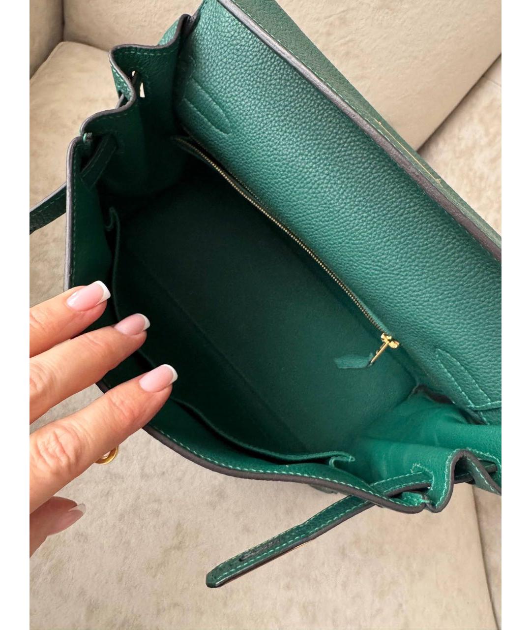HERMES Зеленая кожаная сумка через плечо, фото 8