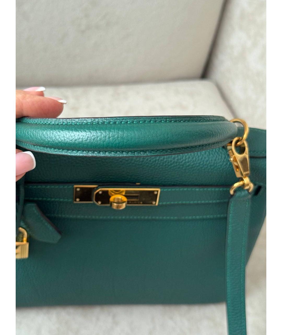 HERMES Зеленая кожаная сумка через плечо, фото 6