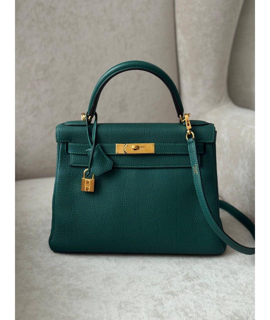 HERMES Зеленая кожаная сумка через плечо, фото 9