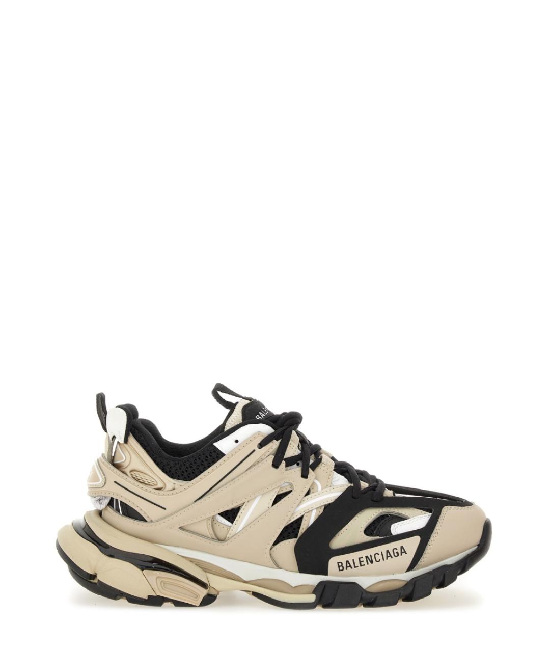 BALENCIAGA Бежевые низкие кроссовки / кеды из искусственной кожи, фото 1