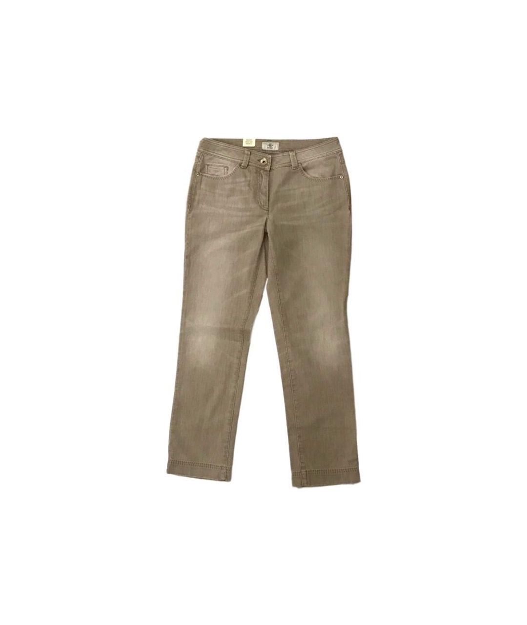 CERRUTI 1881 Бежевые хлопко-эластановые прямые джинсы, фото 1