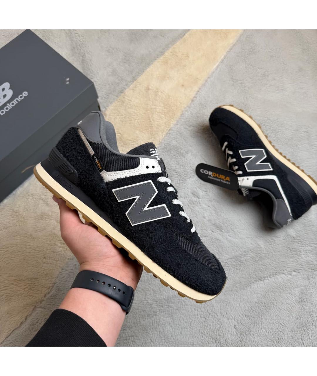 NEW BALANCE Черные замшевые низкие кроссовки / кеды, фото 2