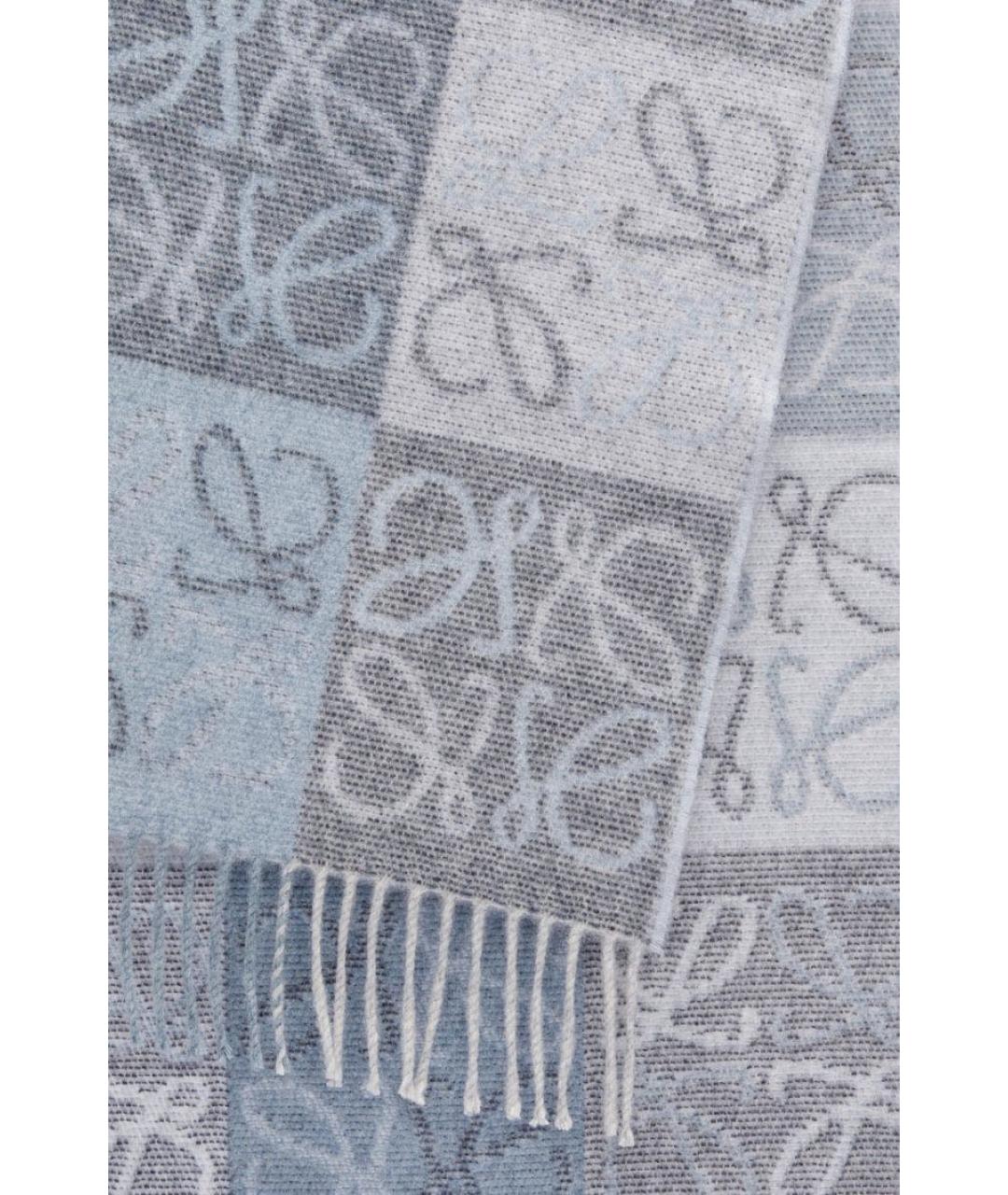 LOEWE Серый шерстяной шарф, фото 4