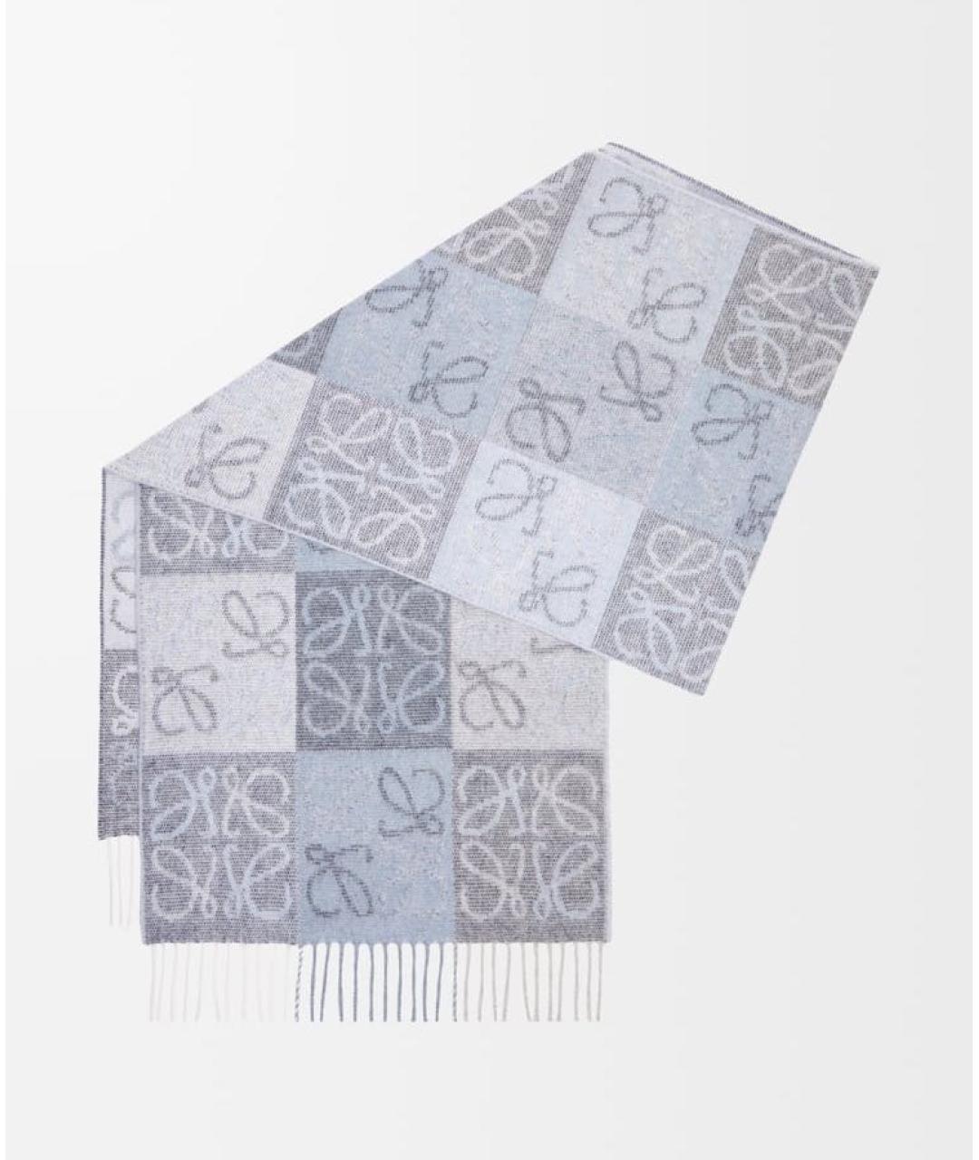 LOEWE Серый шерстяной шарф, фото 5