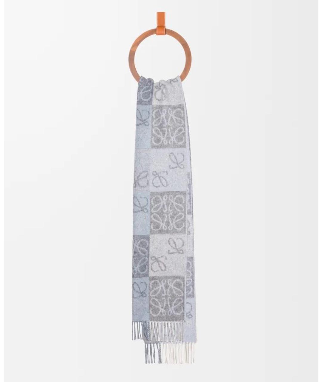 LOEWE Серый шерстяной шарф, фото 3