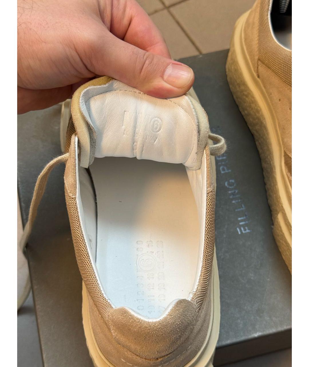MM6 MAISON MARGIELA Бежевые замшевые кроссовки, фото 7