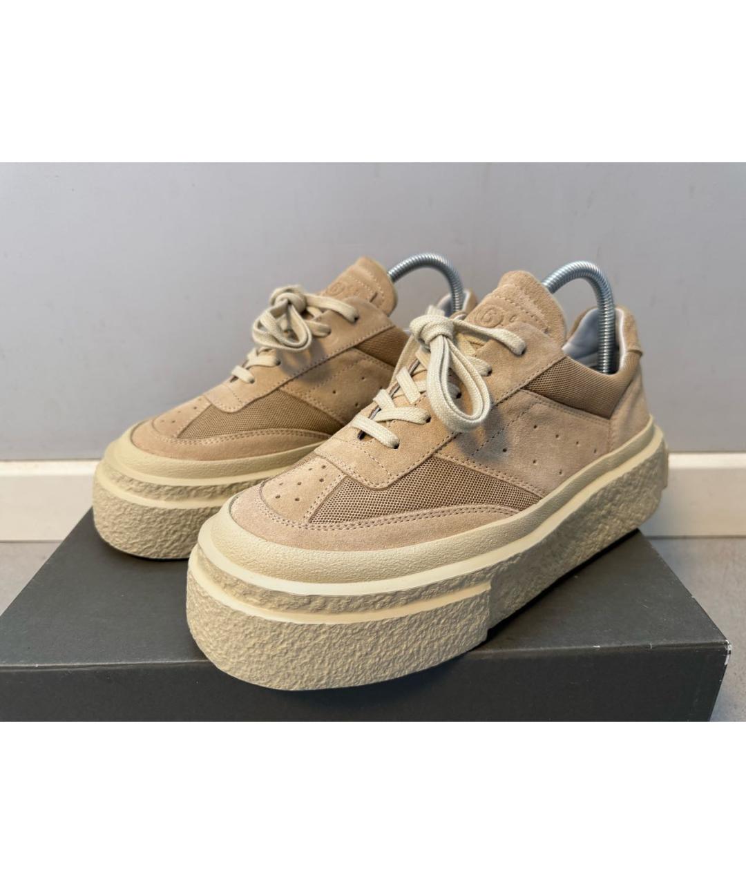 MM6 MAISON MARGIELA Бежевые замшевые кроссовки, фото 5