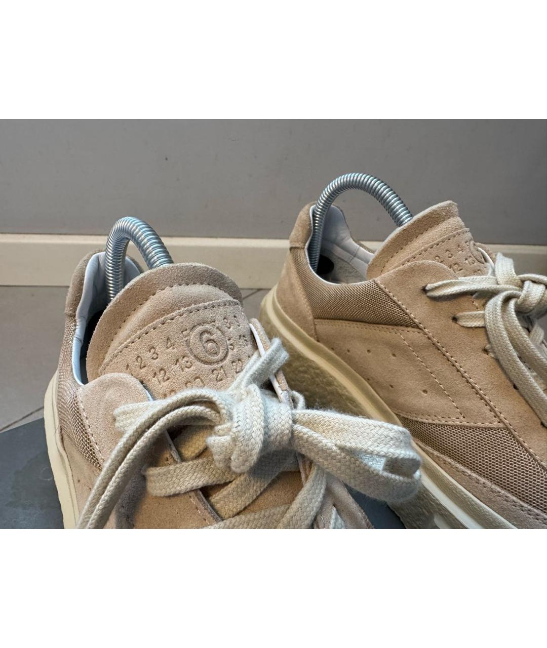 MM6 MAISON MARGIELA Бежевые замшевые кроссовки, фото 6