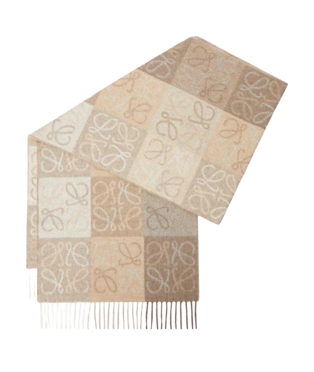 LOEWE Бежевый шерстяной шарф, фото 1